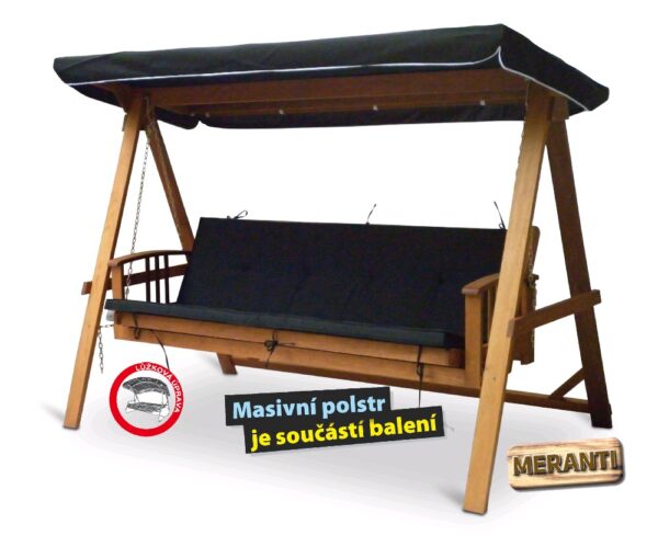 Zahradní houpačka VeGA LUX BLACK dřevěná